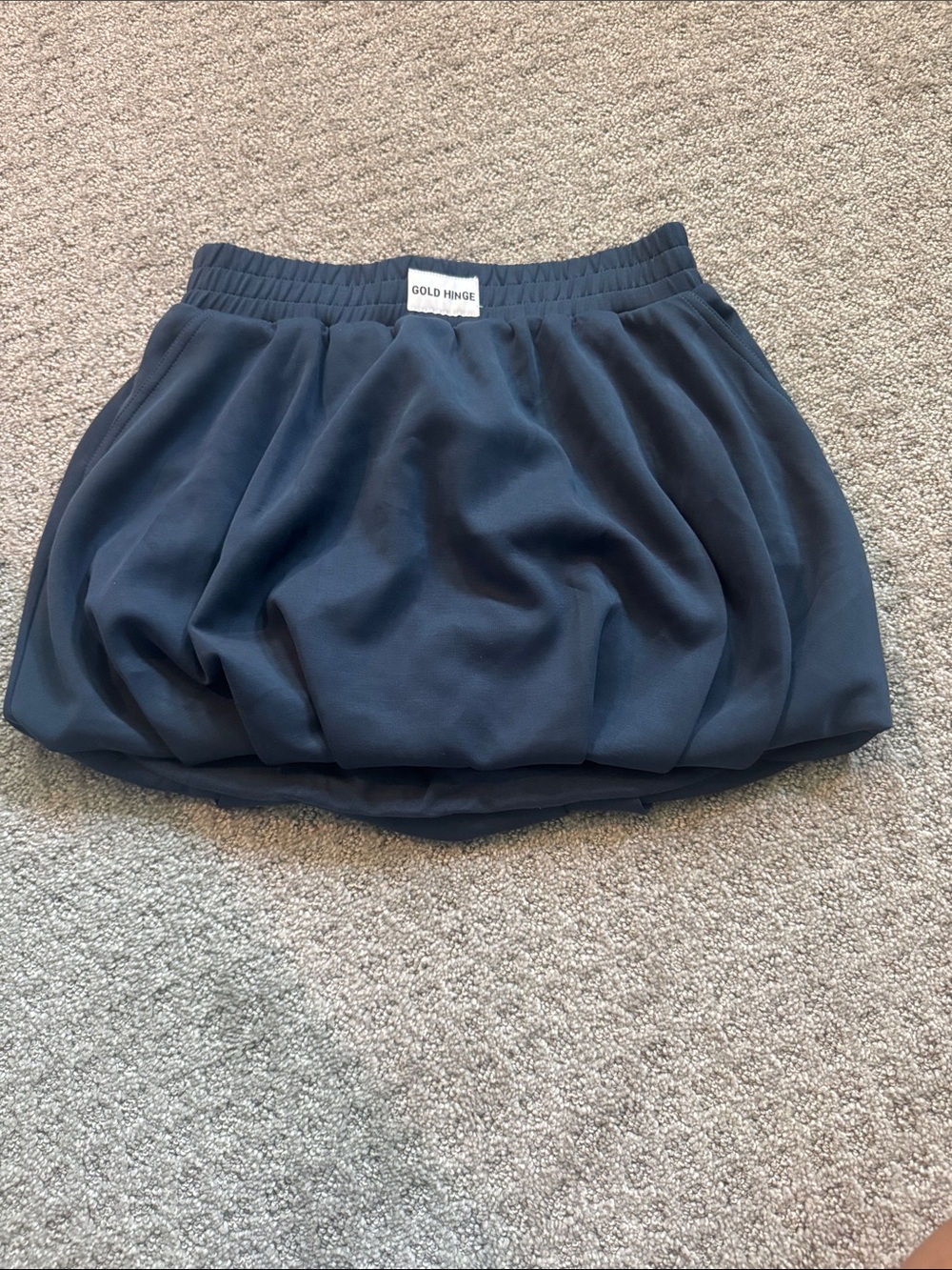 Gold Hinge Navy Bubble Hem Mini Skirt